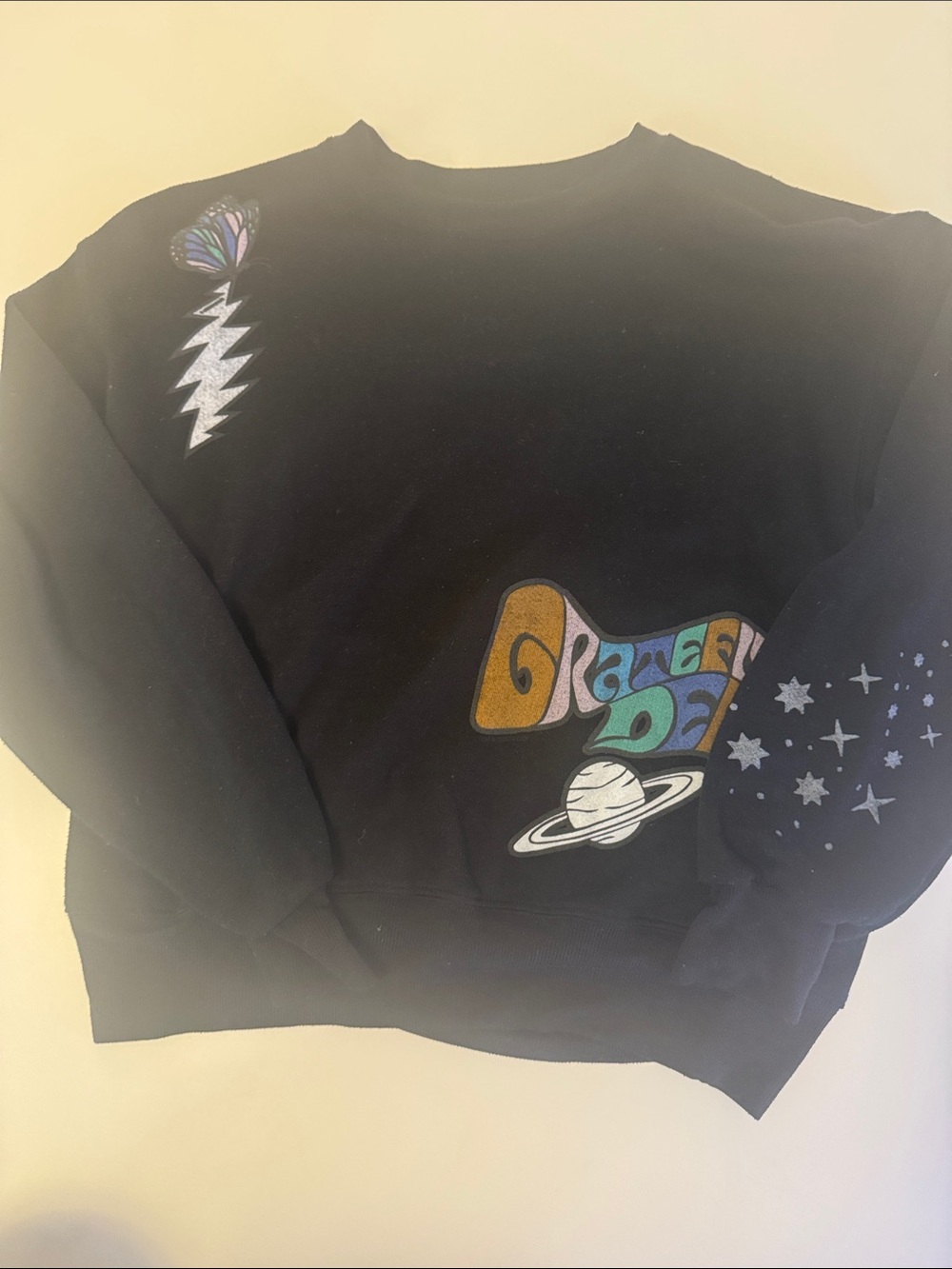 Rowdy Sprout Black Graphic Space & Lightning Patch Sweatshirt